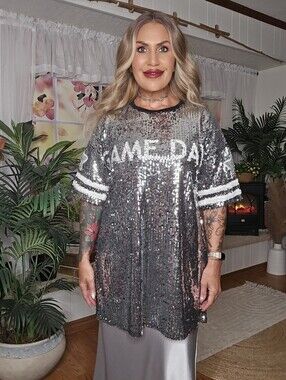 Silver Sequin Game Day Jersey